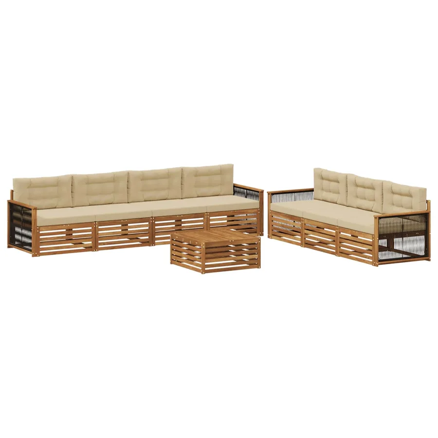 Ensemble de canapés d'extérieur 8 pcs Naturel et Beige - 2