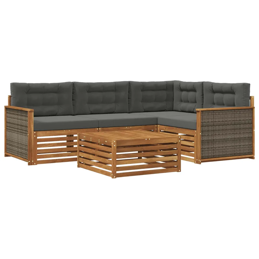 Ensemble de canapés d'extérieur 5 pcs Naturel et Anthracite - 2