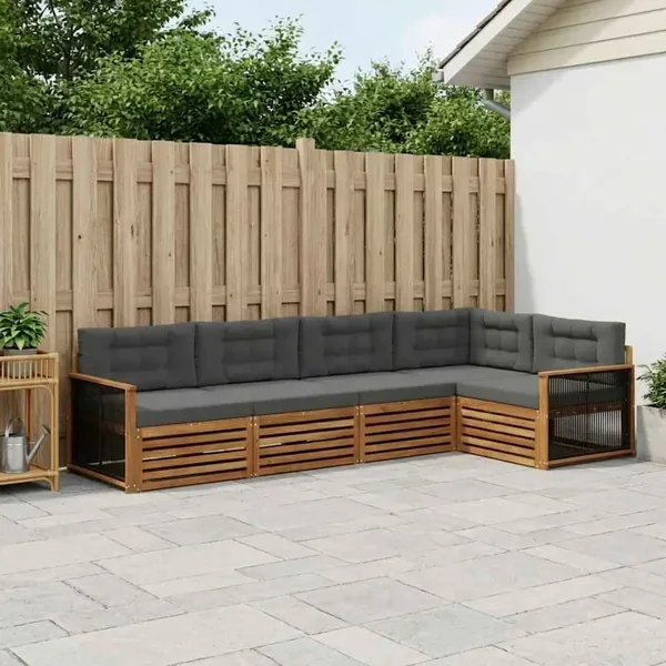 Ensemble de canapés d'extérieur 5 pcs Naturel et Anthracite