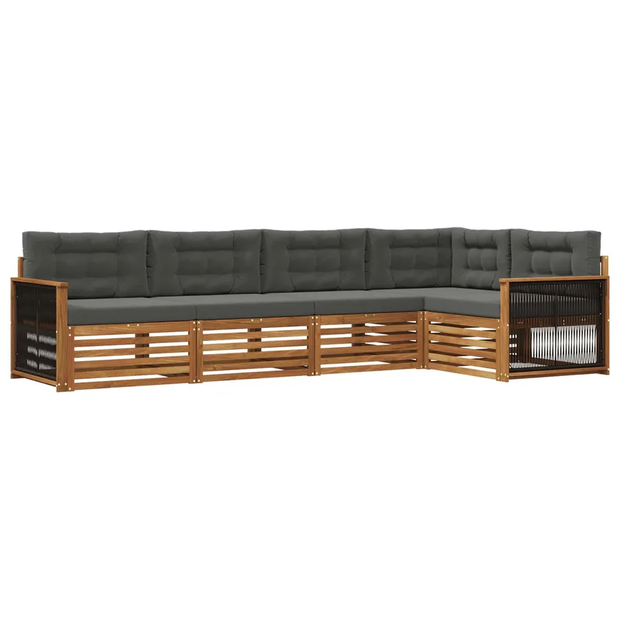 Ensemble de canapés d'extérieur 5 pcs Naturel et Anthracite - 2