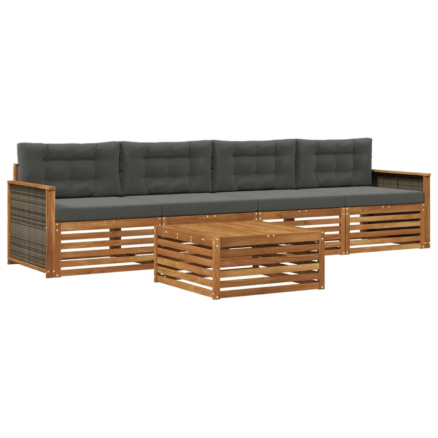 Ensemble de canapés d'extérieur 5 pcs Naturel et Anthracite - 2
