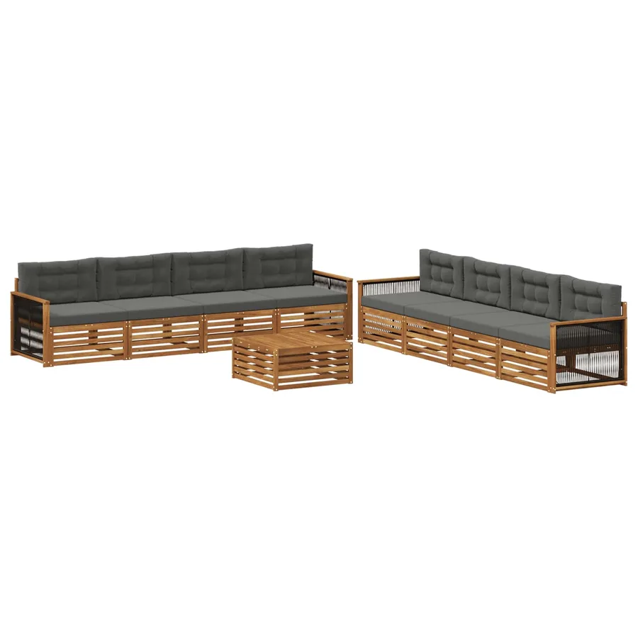 Ensemble de canapés d'extérieur 9 pcs Naturel et Anthracite - 2