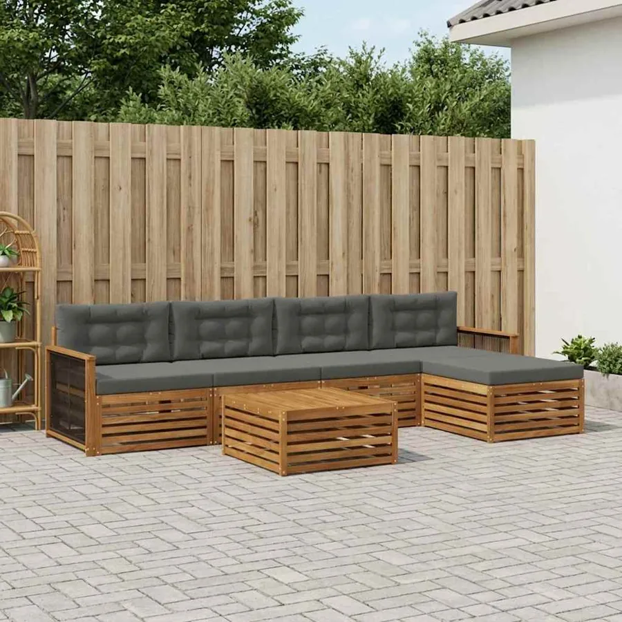 Ensemble de canapés d'extérieur 6 pcs Naturel et Anthracite