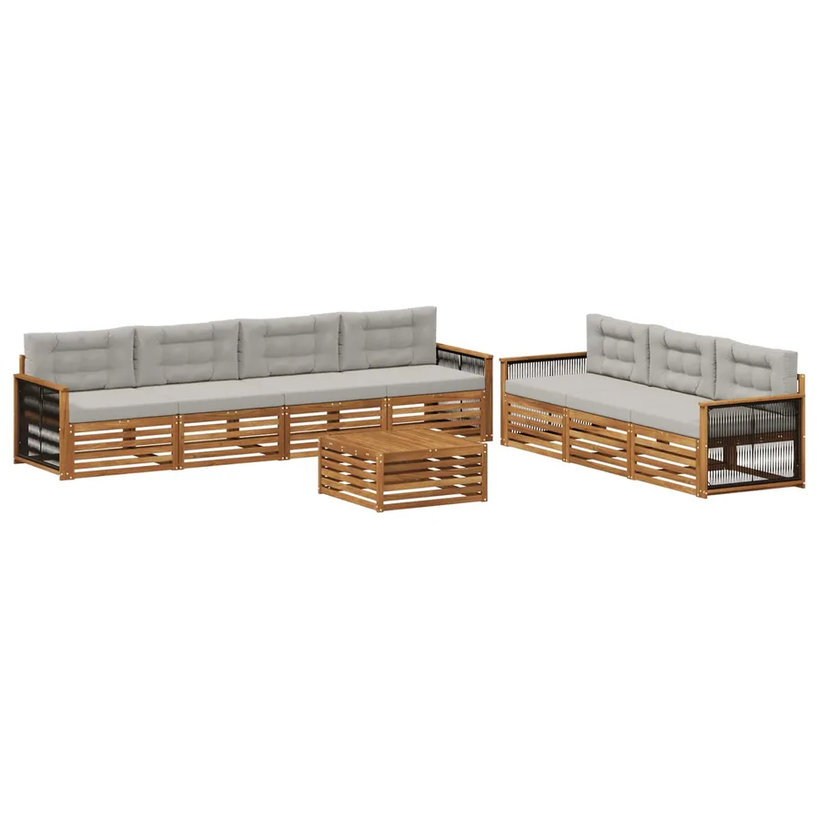 Ensemble de canapés d'extérieur 8 pcs Naturel et gris clair - 2