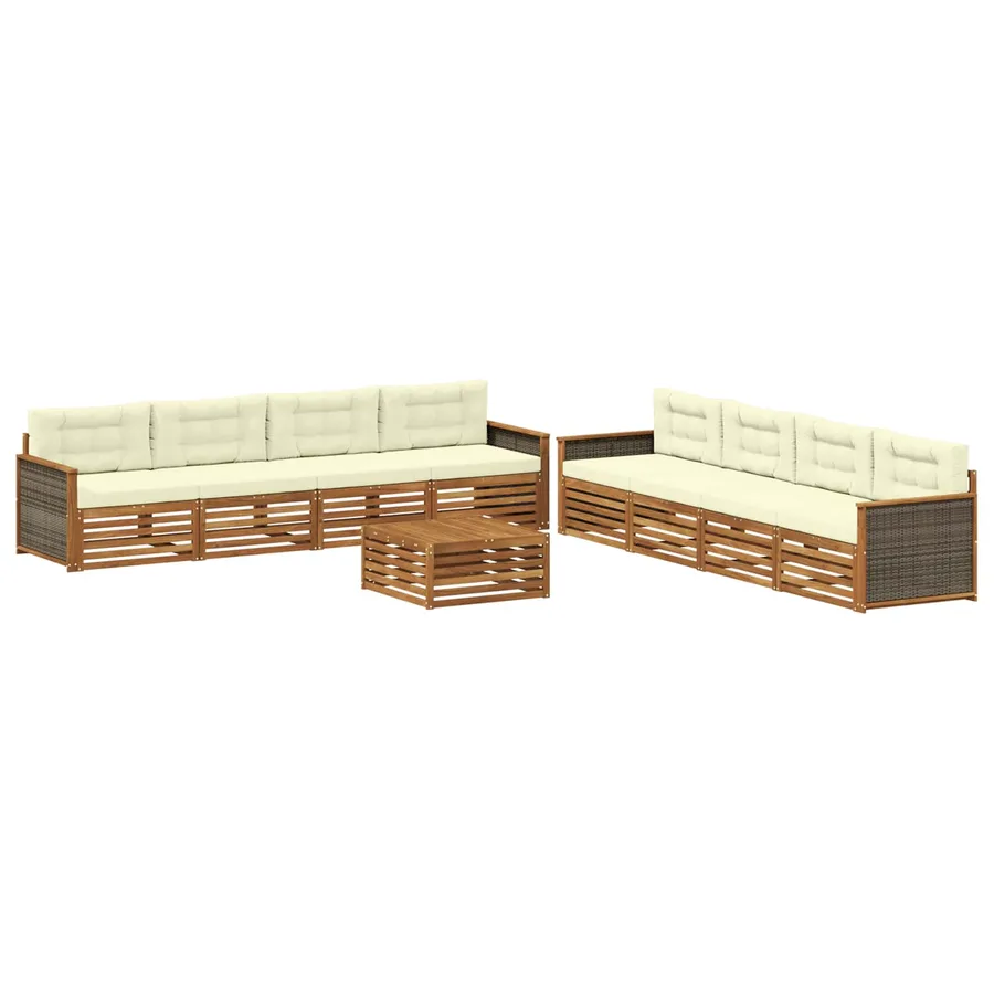 Ensemble de canapés d'extérieur 9 pcs Naturel et Crème - 2