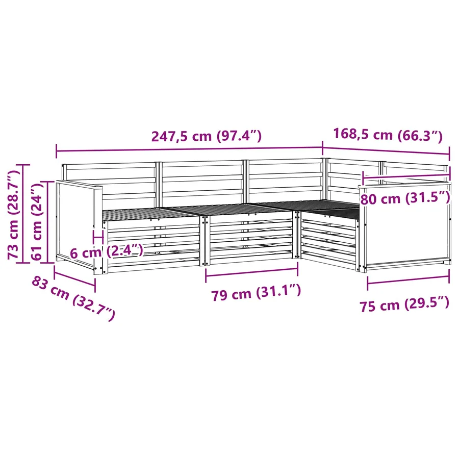 Ensemble de canapés d'extérieur 4 pcs Naturel - 6