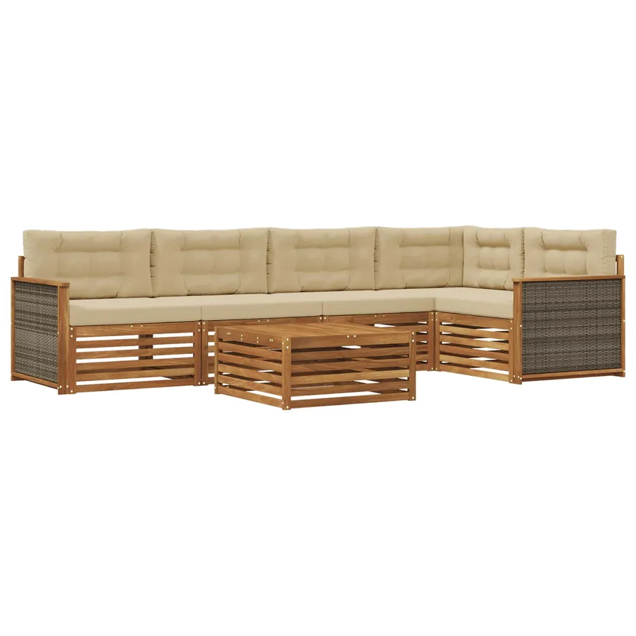 Ensemble de canapés d'extérieur 6 pcs Naturel et Beige - 2