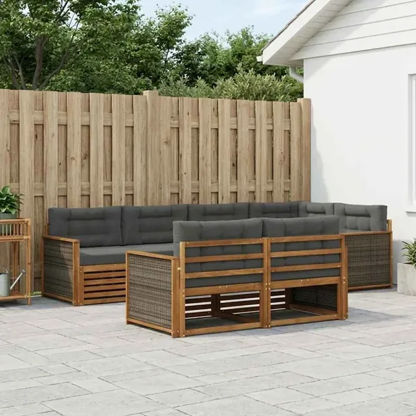 Ensemble de canapés d'extérieur 7 pcs Naturel et Anthracite