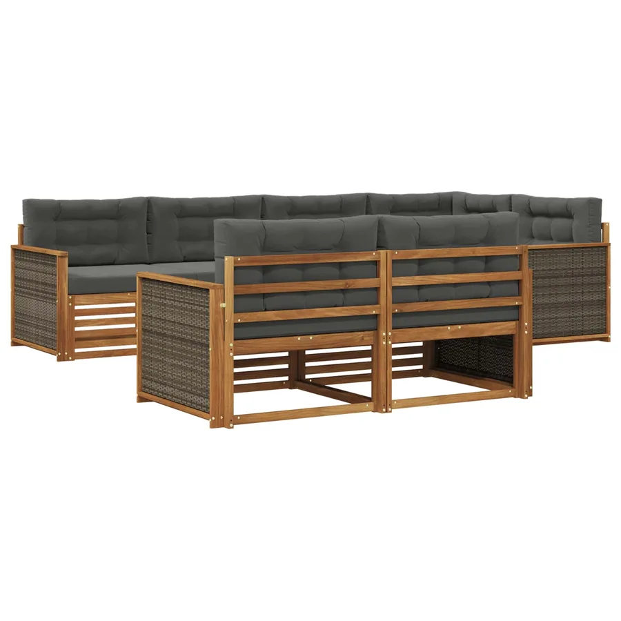 Ensemble de canapés d'extérieur 7 pcs Naturel et Anthracite - 2