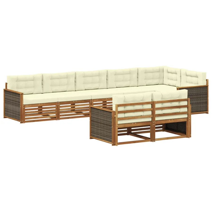 Ensemble de canapés d'extérieur 8 pcs Naturel et Crème - 2