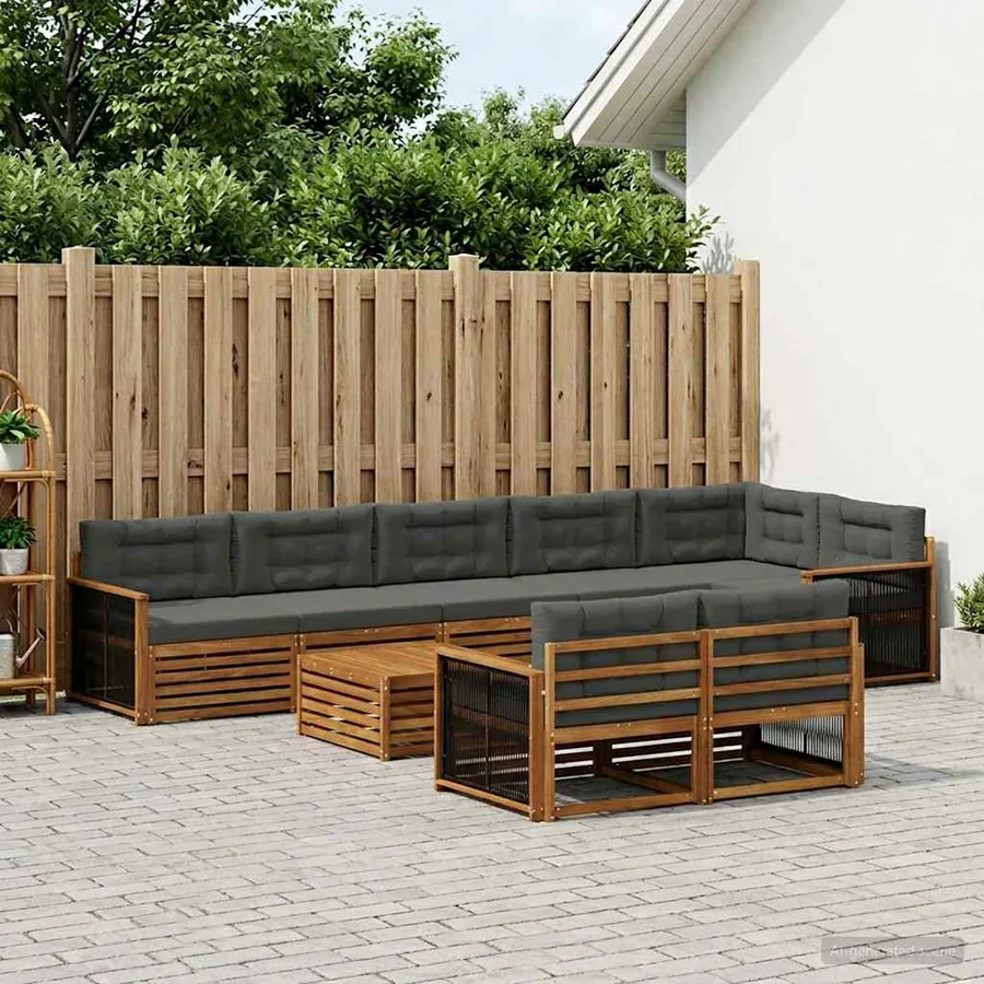 Ensemble de canapés d'extérieur avec coussin 9 pcs