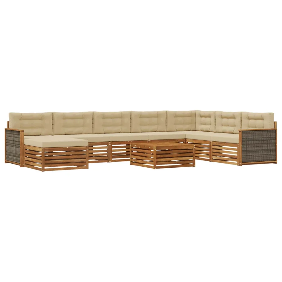Ensemble de canapés d'extérieur 9 pcs Naturel et Beige - 2