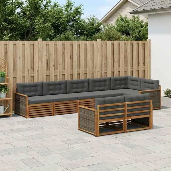 Ensemble de canapés d'extérieur 8 pcs Naturel et Anthracite