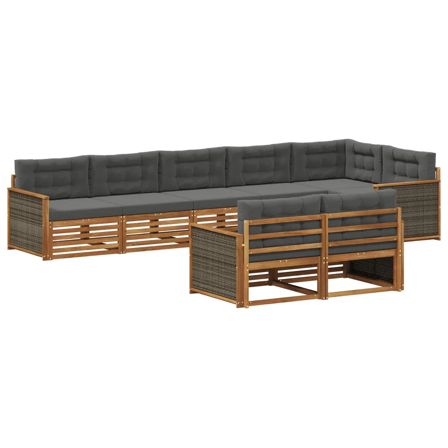 Ensemble de canapés d'extérieur 8 pcs Naturel et Anthracite - 2