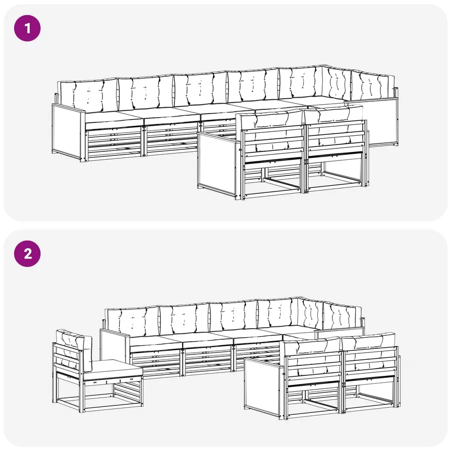 Ensemble de canapés d'extérieur 8 pcs Naturel et Anthracite - 7