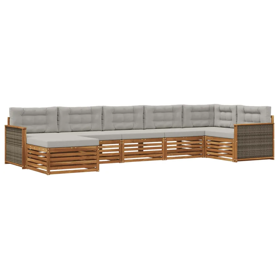 Ensemble de canapés d'extérieur 7 pcs Naturel et gris clair - 2