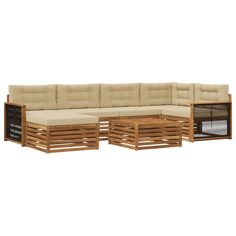 Ensemble de canapés d'extérieur 7 pcs Naturel et Beige - 2