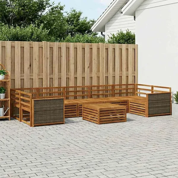 Ensemble de canapés d'extérieur 8 pcs Naturel