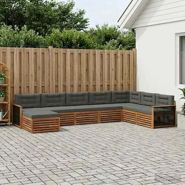 Ensemble de canapés d'extérieur 8 pcs Naturel et Anthracite