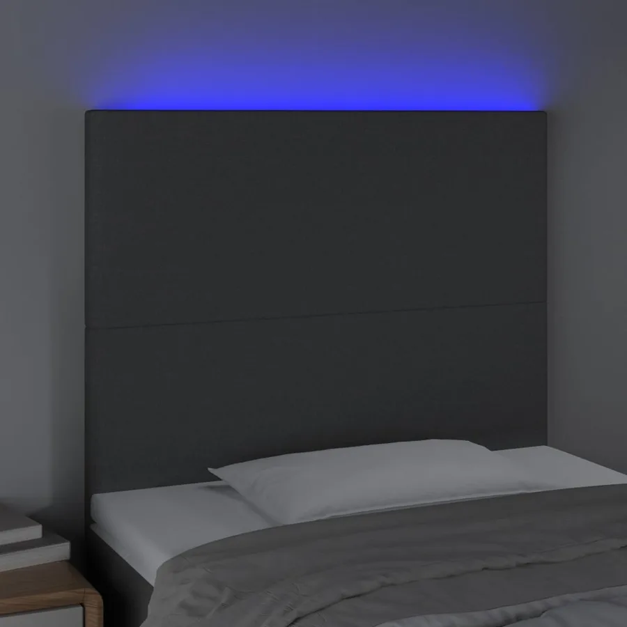 Tête de lit à LED Gris foncé 100x5x118/128 cm Tissu - 3