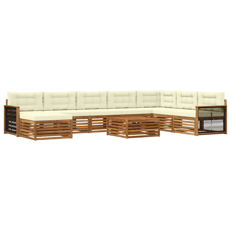 Ensemble de canapés d'extérieur 9 pcs Naturel et Crème - 2