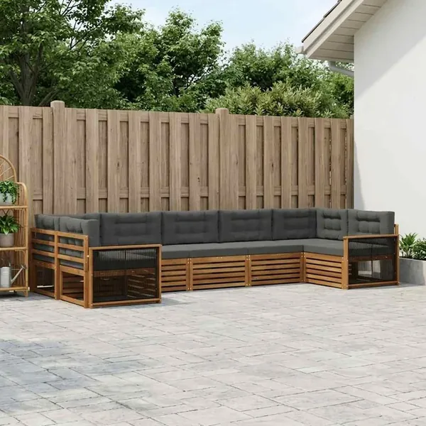 Ensemble de canapés d'extérieur 7 pcs Naturel et Anthracite