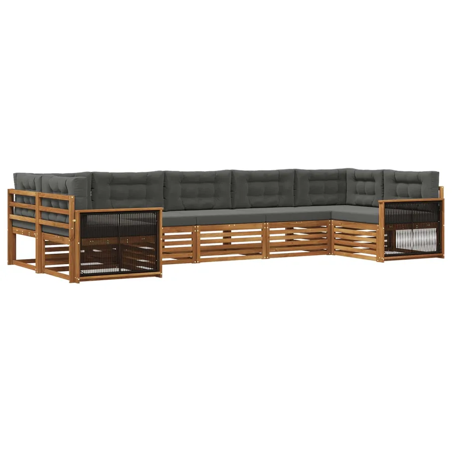 Ensemble de canapés d'extérieur 7 pcs Naturel et Anthracite - 2