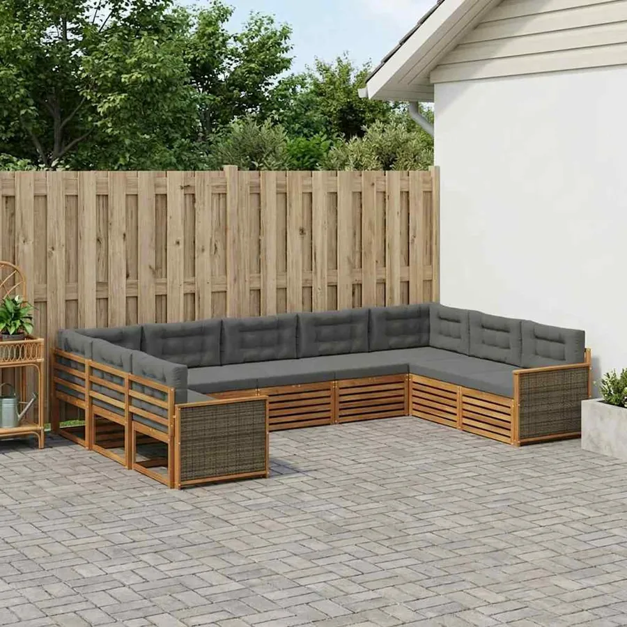 Ensemble de canapés d'extérieur 9 pcs Naturel et Anthracite