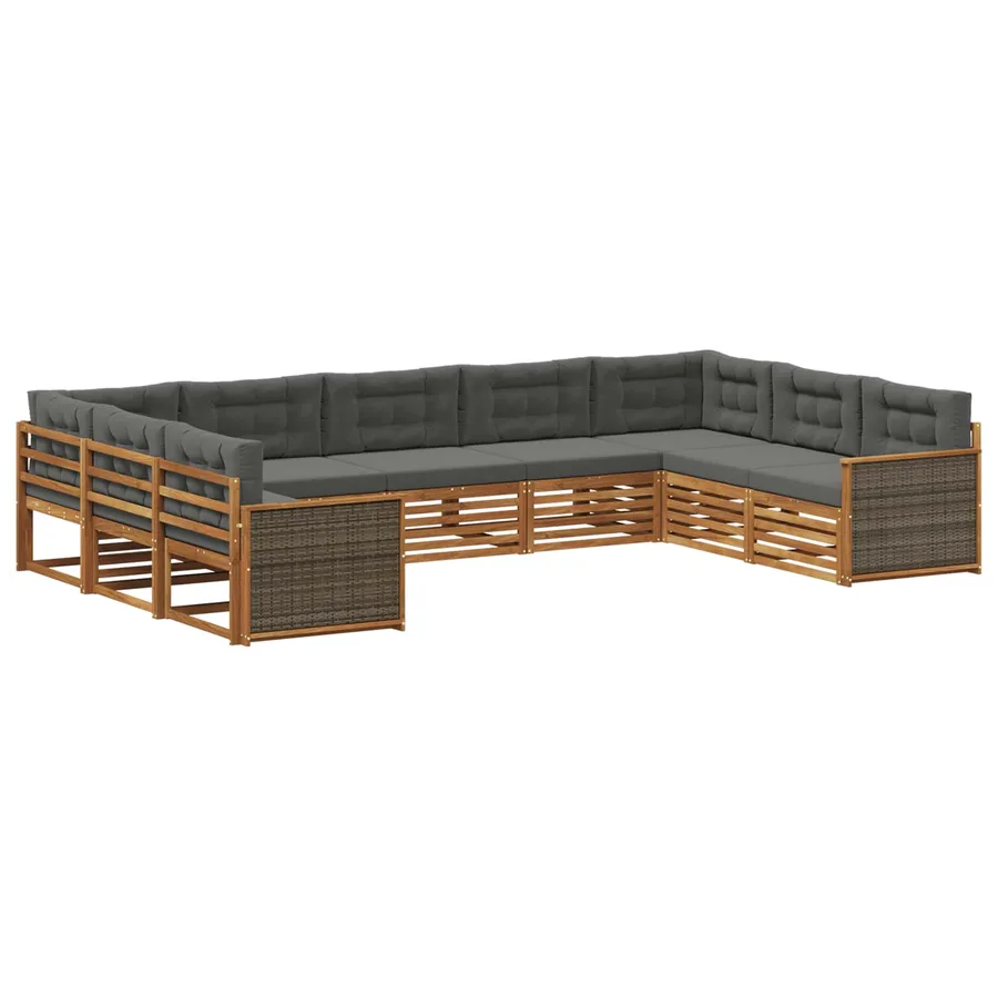 Ensemble de canapés d'extérieur 9 pcs Naturel et Anthracite - 2
