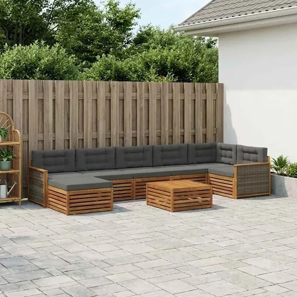 Ensemble de canapés d'extérieur 8 pcs Naturel et Anthracite
