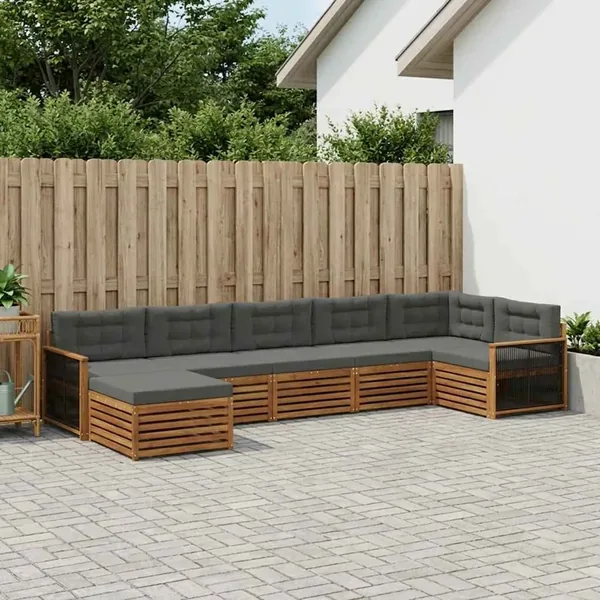 Ensemble de canapés d'extérieur 7 pcs Naturel et Anthracite