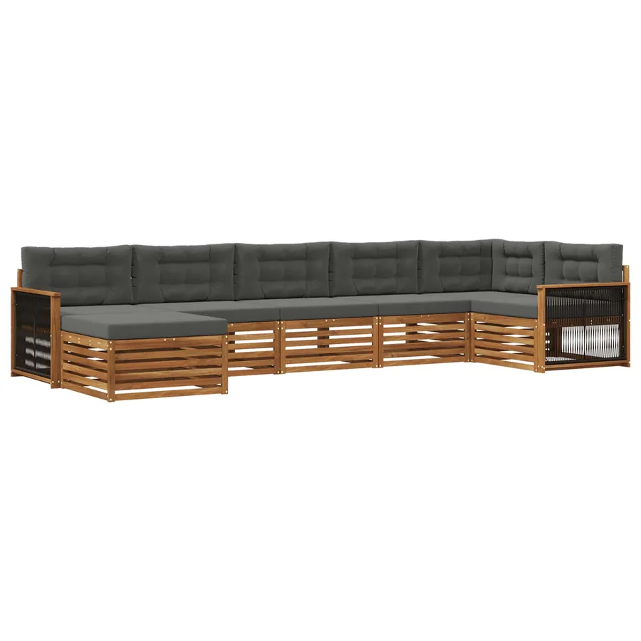 Ensemble de canapés d'extérieur 7 pcs Naturel et Anthracite - 2