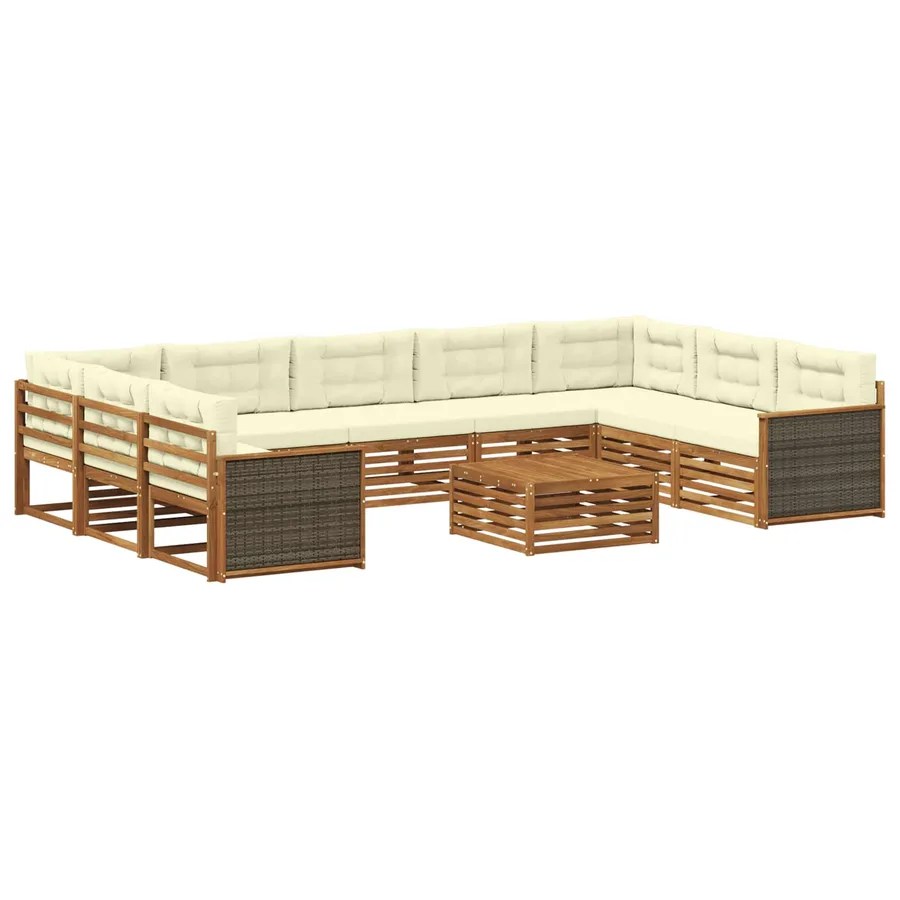 Ensemble de canapés d'extérieur 10 pcs Naturel et Crème - 2