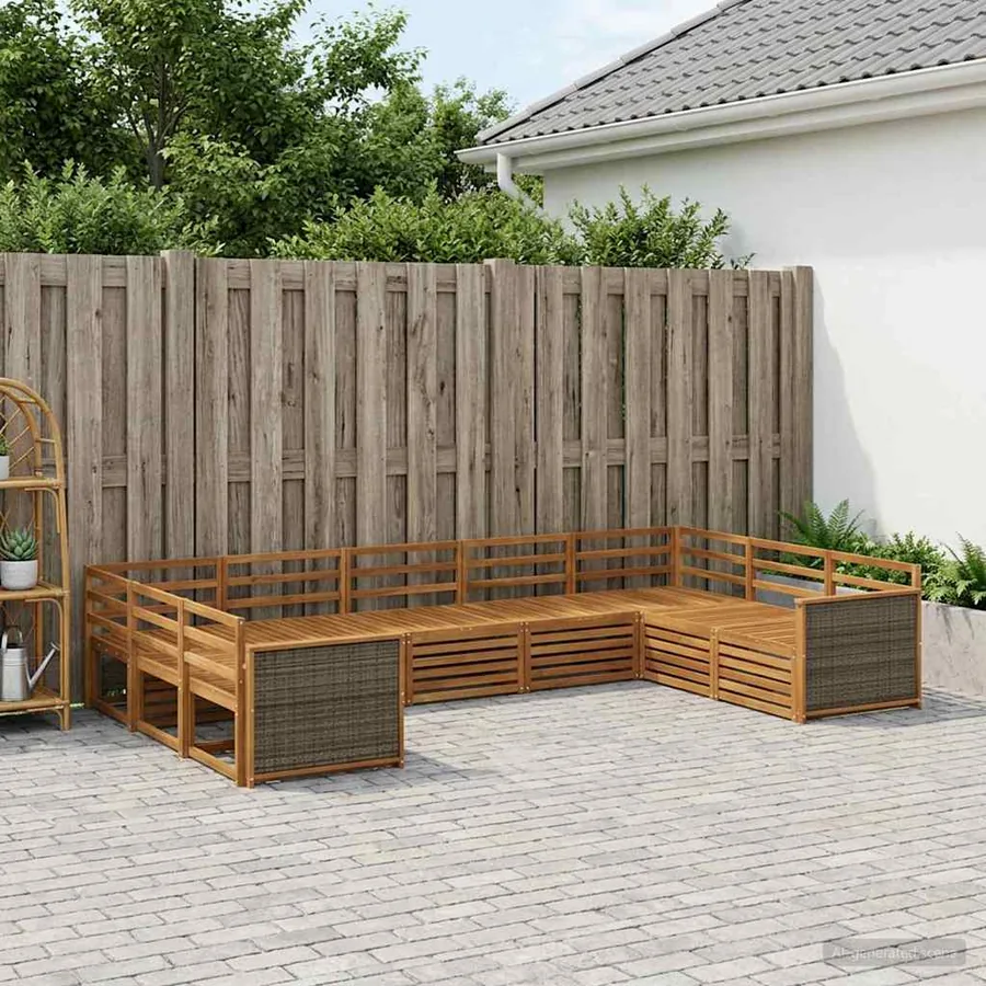 Ensembles de canapés 10 pcs Bois d'Acacia Massif