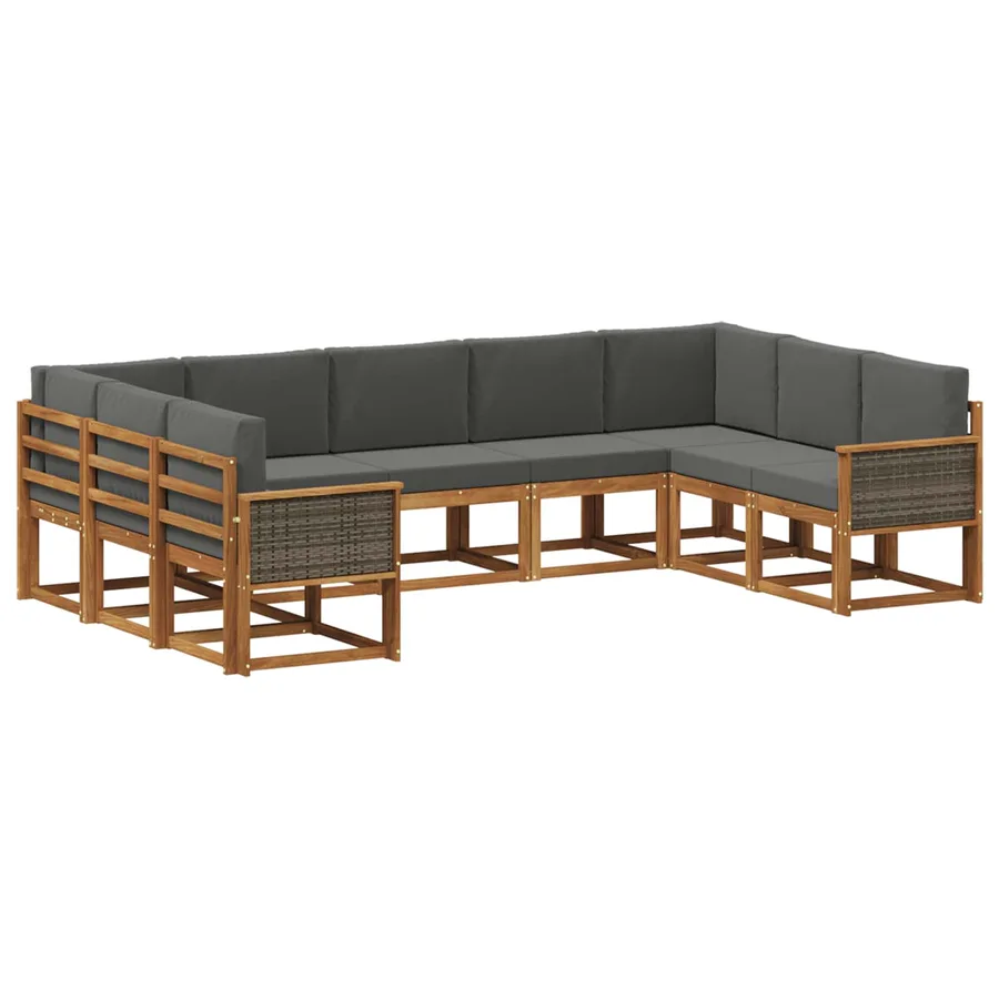 Ensemble de canapés d'extérieur 9 pcs Naturel et Anthracite - 2
