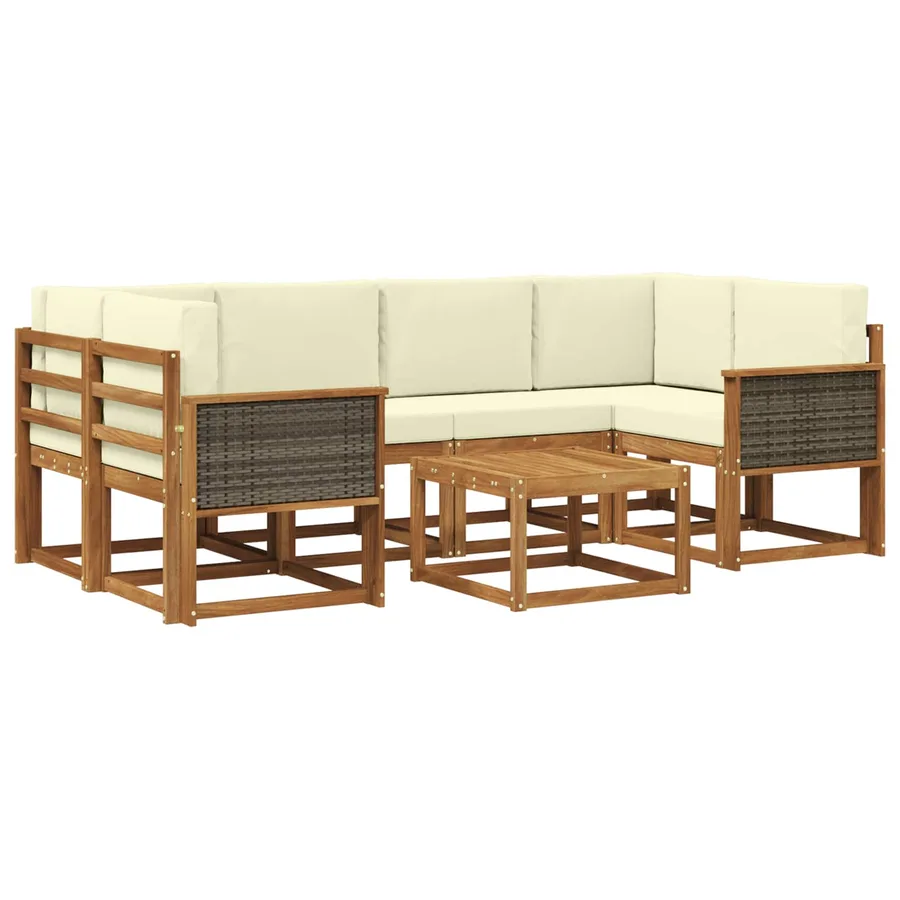 Ensemble de canapés d'extérieur 5 pcs Naturel et Crème - 2