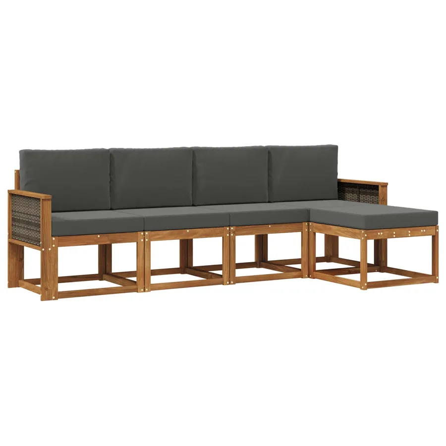 Ensemble de canapés d'extérieur 5 pcs Naturel et Anthracite - 2