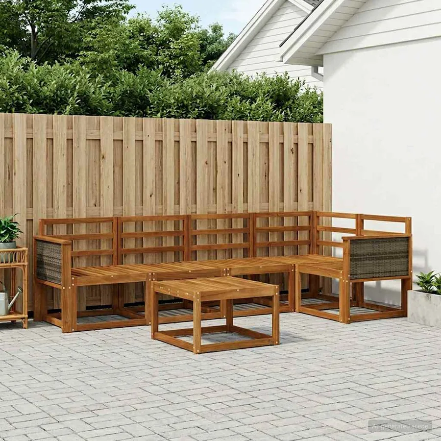 Ensemble de canapés d'extérieur 6 pcs Naturel
