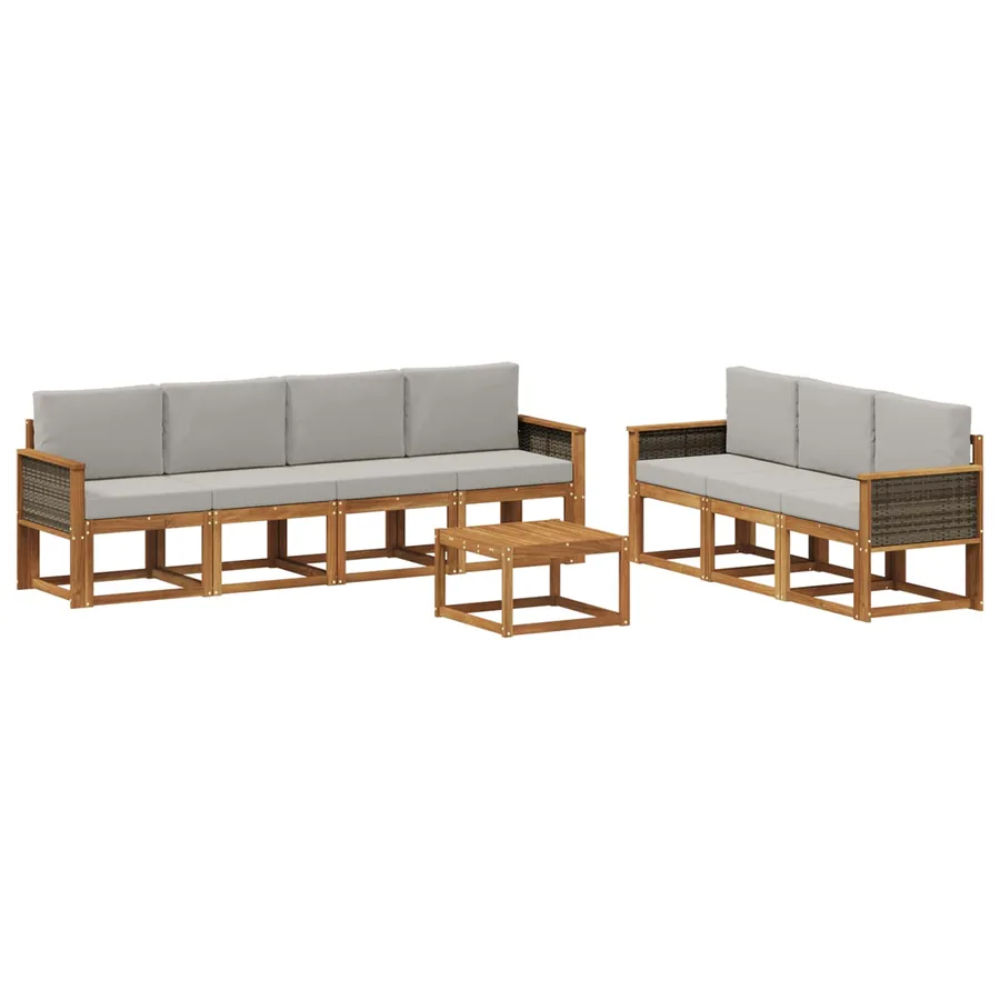 Ensemble de canapés d'extérieur 7 pcs Naturel et gris clair - 2