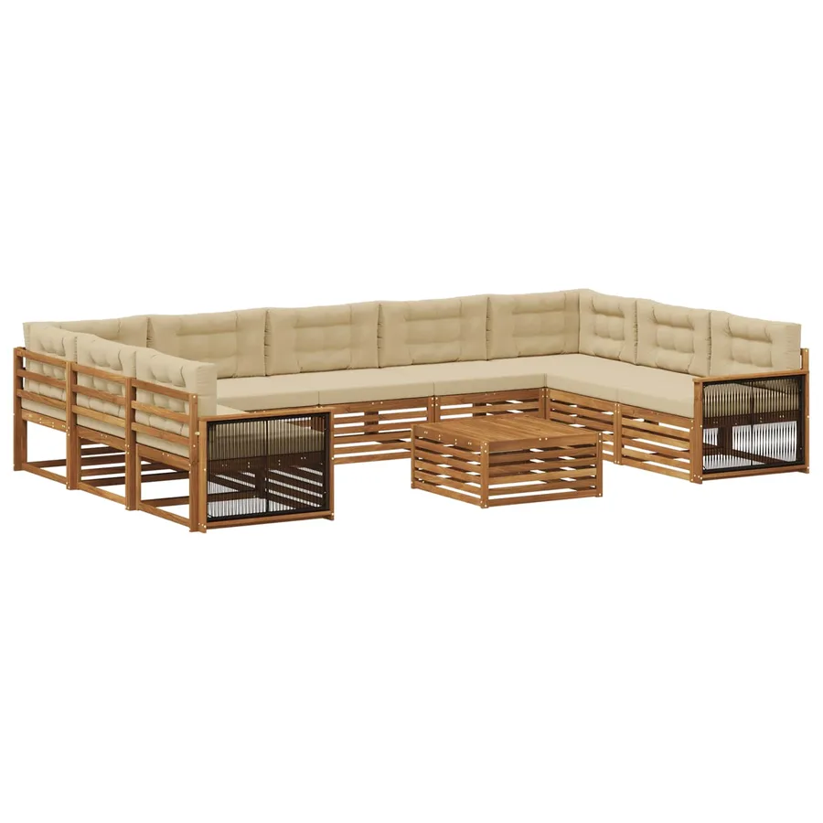 Ensemble de canapés d'extérieur 10 pcs Naturel et Beige - 2