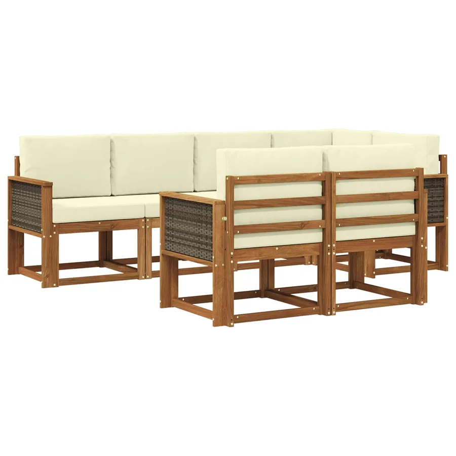Ensemble de canapés d'extérieur 7 pcs Naturel et Crème - 2
