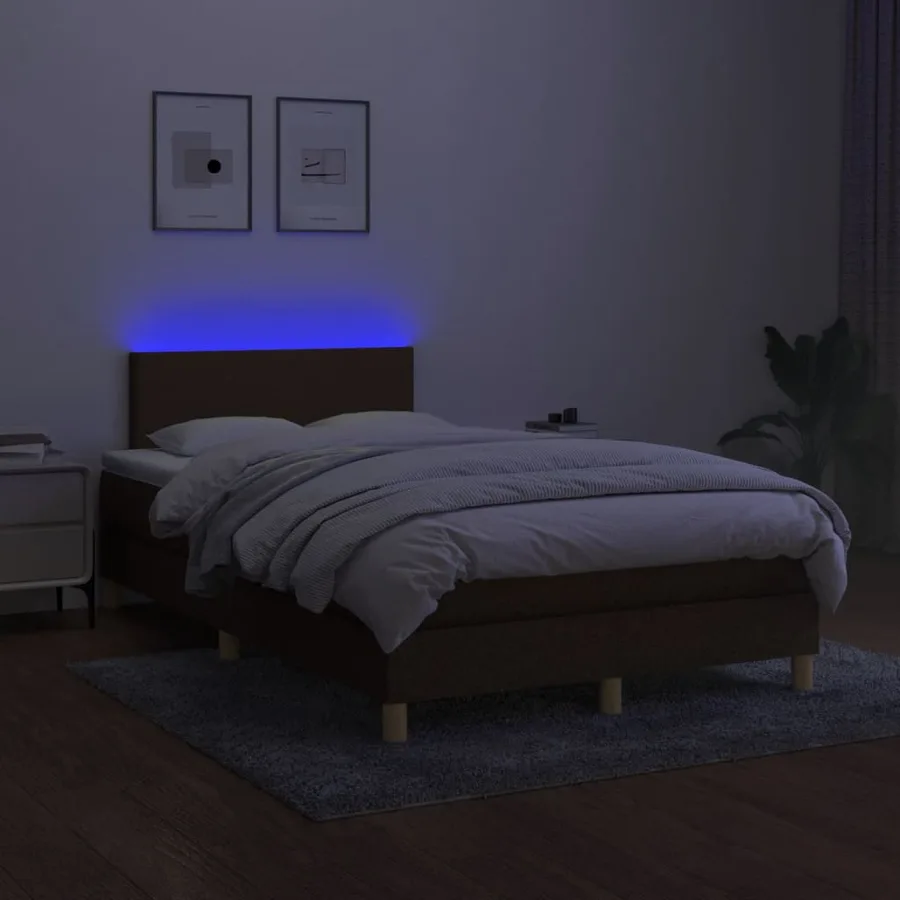 Sommier à lattes de lit matelas et LED Marron foncé 120x200 cm - 4