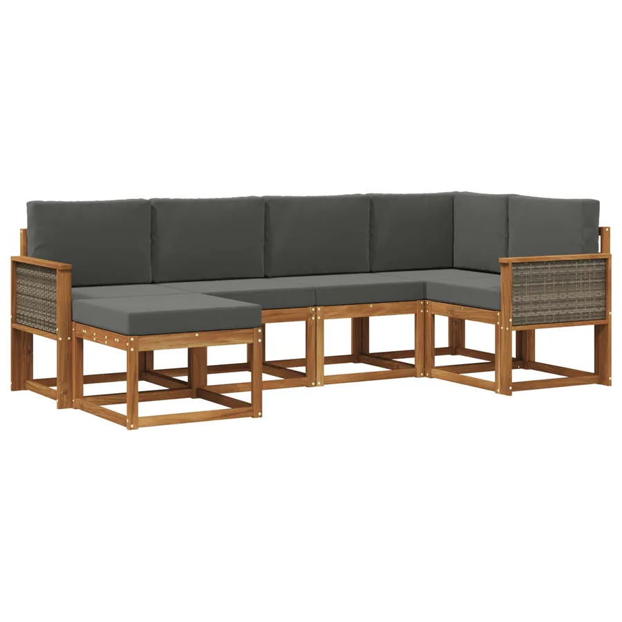 Ensemble de canapés d'extérieur 6 pcs Naturel et Anthracite - 2