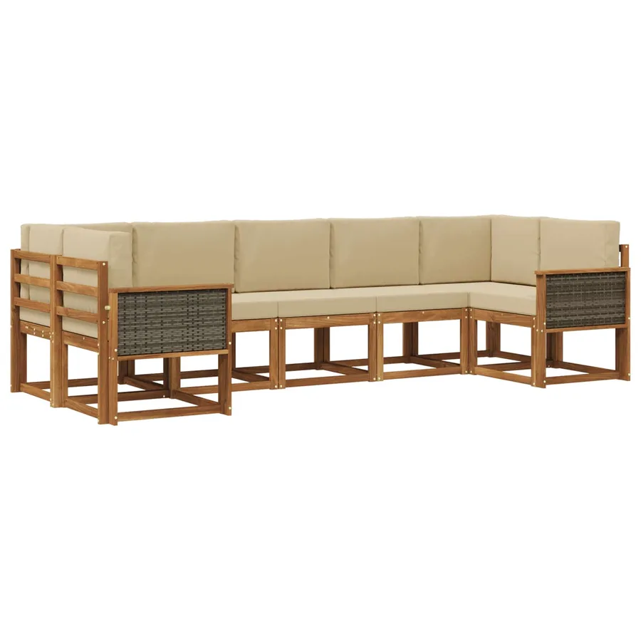 Ensemble de canapés d'extérieur 7 pc Naturel et Beige - 2