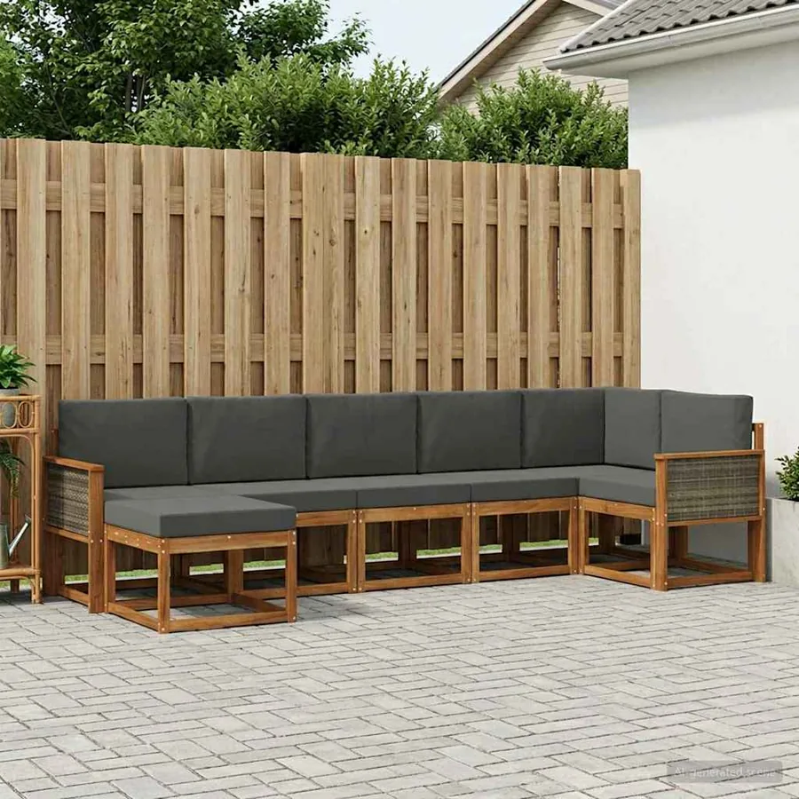 Ensemble de canapés d'extérieur 7 pcs Naturel et Anthracite