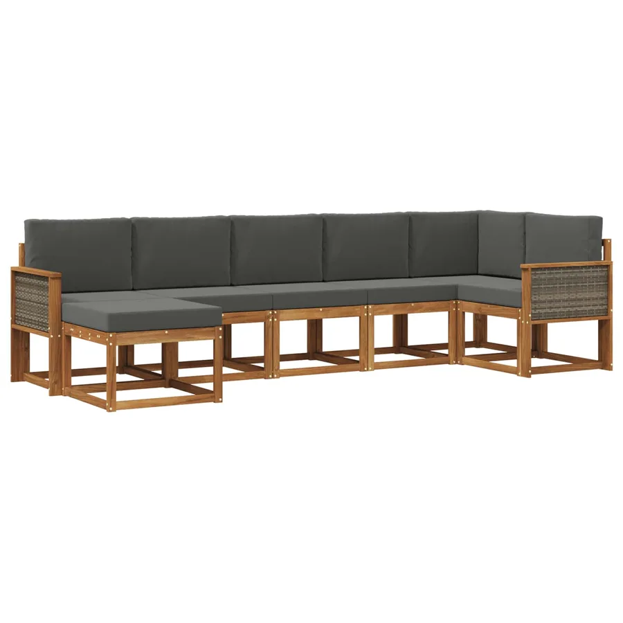 Ensemble de canapés d'extérieur 7 pcs Naturel et Anthracite - 2