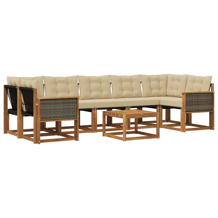Ensemble de canapés d'extérieur 8 pcs Naturel et Beige - 2