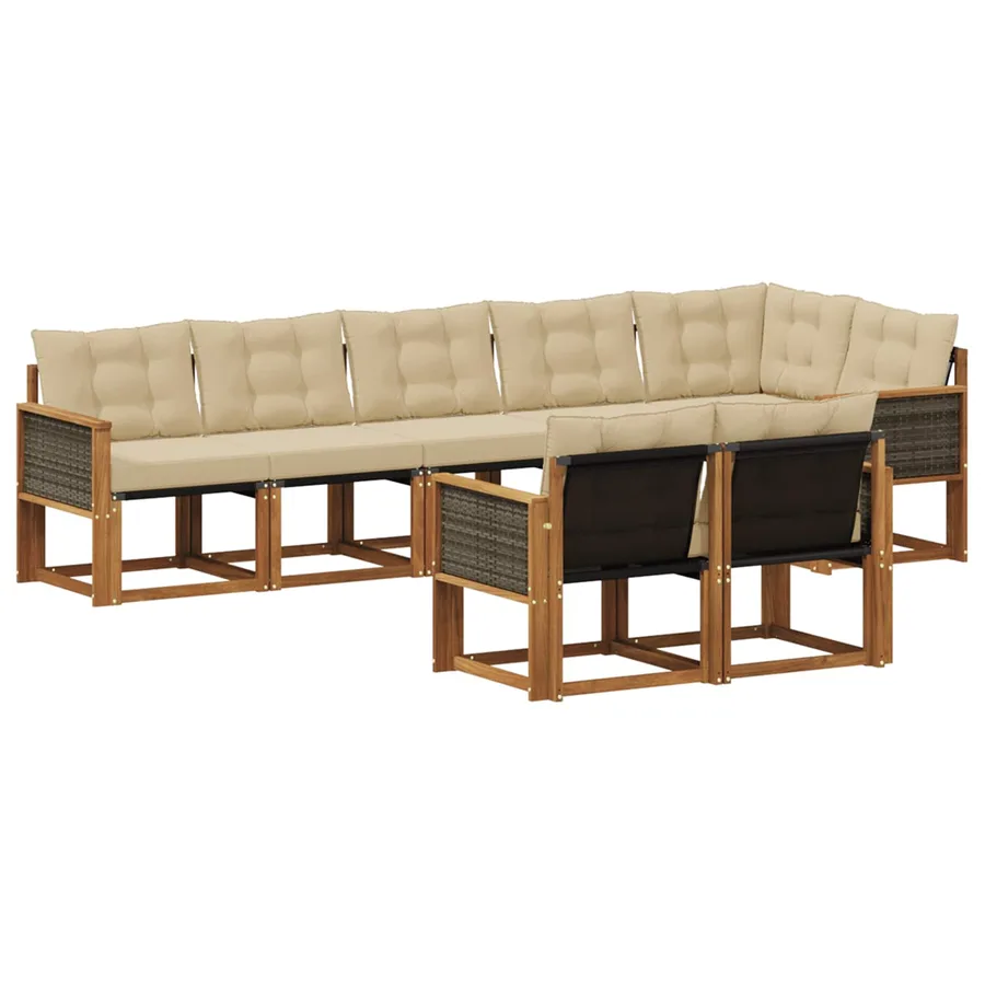 Ensemble de canapés d'extérieur 8 pcs Naturel et Beige - 2