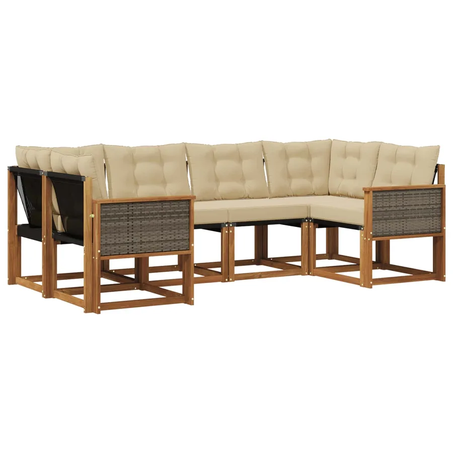 Ensemble de canapés d'extérieur 6 pcs Naturel et Beige - 2