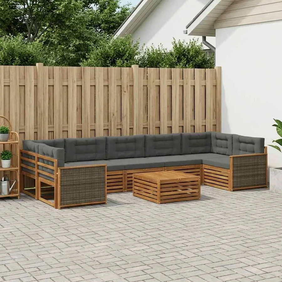 Ensemble de canapés d'extérieur 8 pcs Naturel et Anthracite